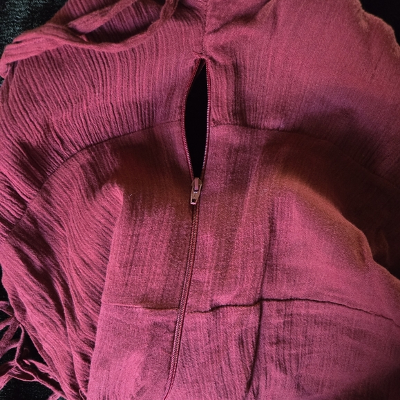 EUC Leg Avenue Off-Shoulder High Low Red Peasant Gauze Dress With Ties - Picture 6 of 7